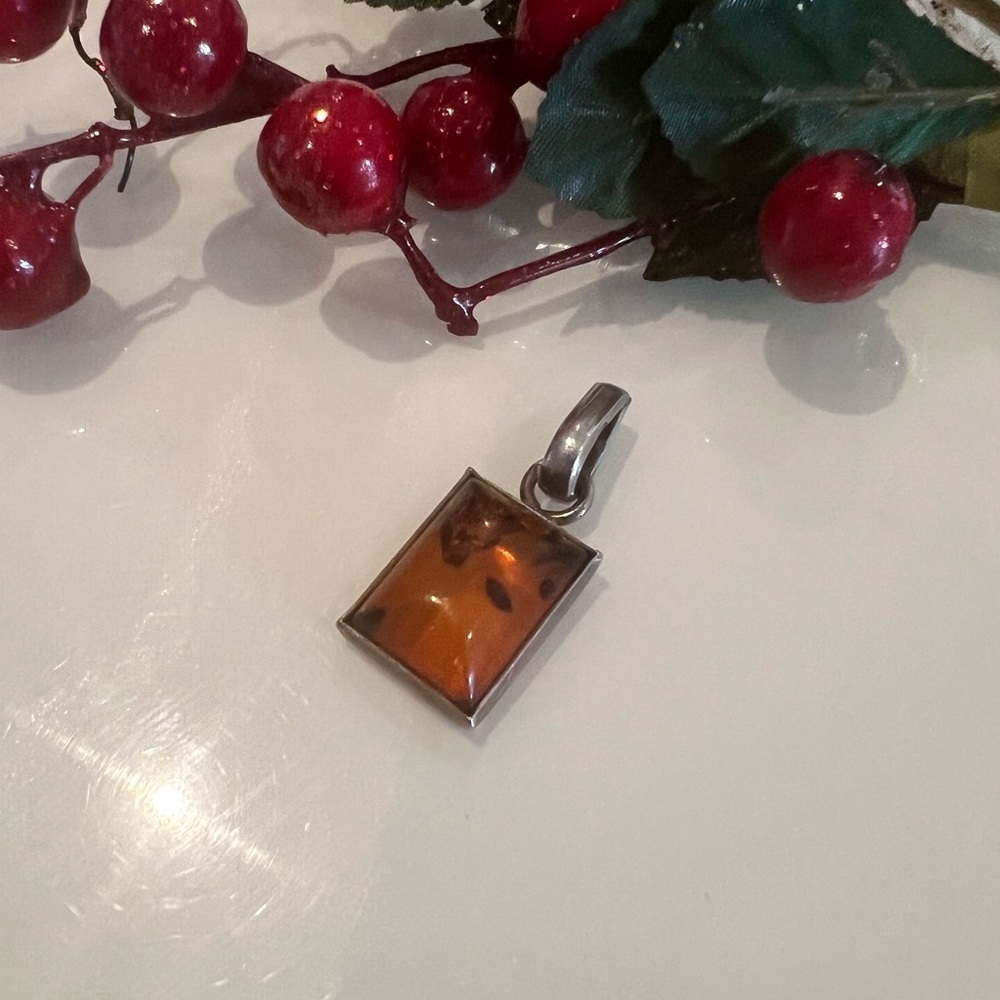 Baltic Sea Amber Sterling silver and amber fusion pendant - Picture 2 of 3